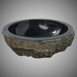 Reppoto Marble Vessel Sink with Polished Interior - Black