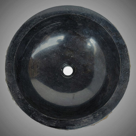 Reppoto Marble Vessel Sink with Polished Interior - Black