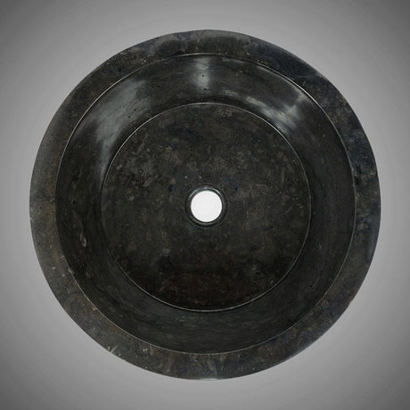 Retaka Marble Vessel Sink with Hammered Exterior - Polished Black Interior