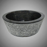 Retaka Marble Vessel Sink with Hammered Exterior - Polished Black Interior