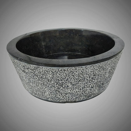 Retaka Marble Vessel Sink with Hammered Exterior - Polished Black Interior