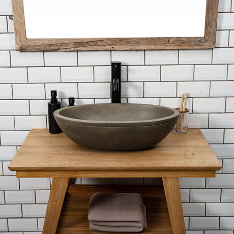 Rocco Cast Concrete Oval Vessel Sink - Natural Concrete