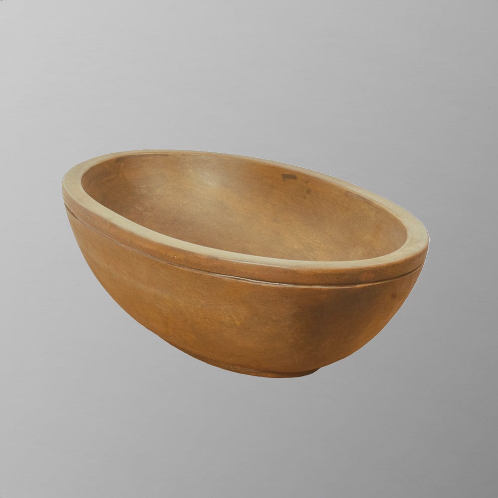 Rocco Cast Concrete Oval Vessel Sink - Vintage Brown