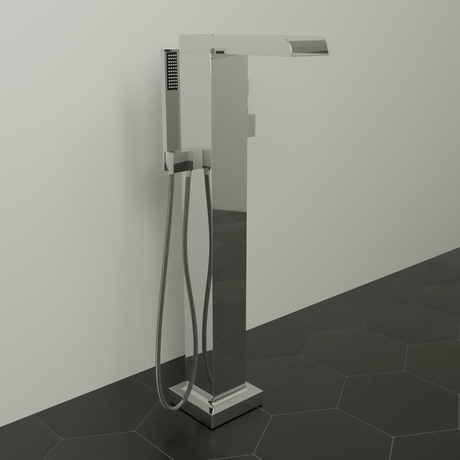 Sanibel Thermostatic Waterfall Freestanding Tub Faucet with Hand Shower