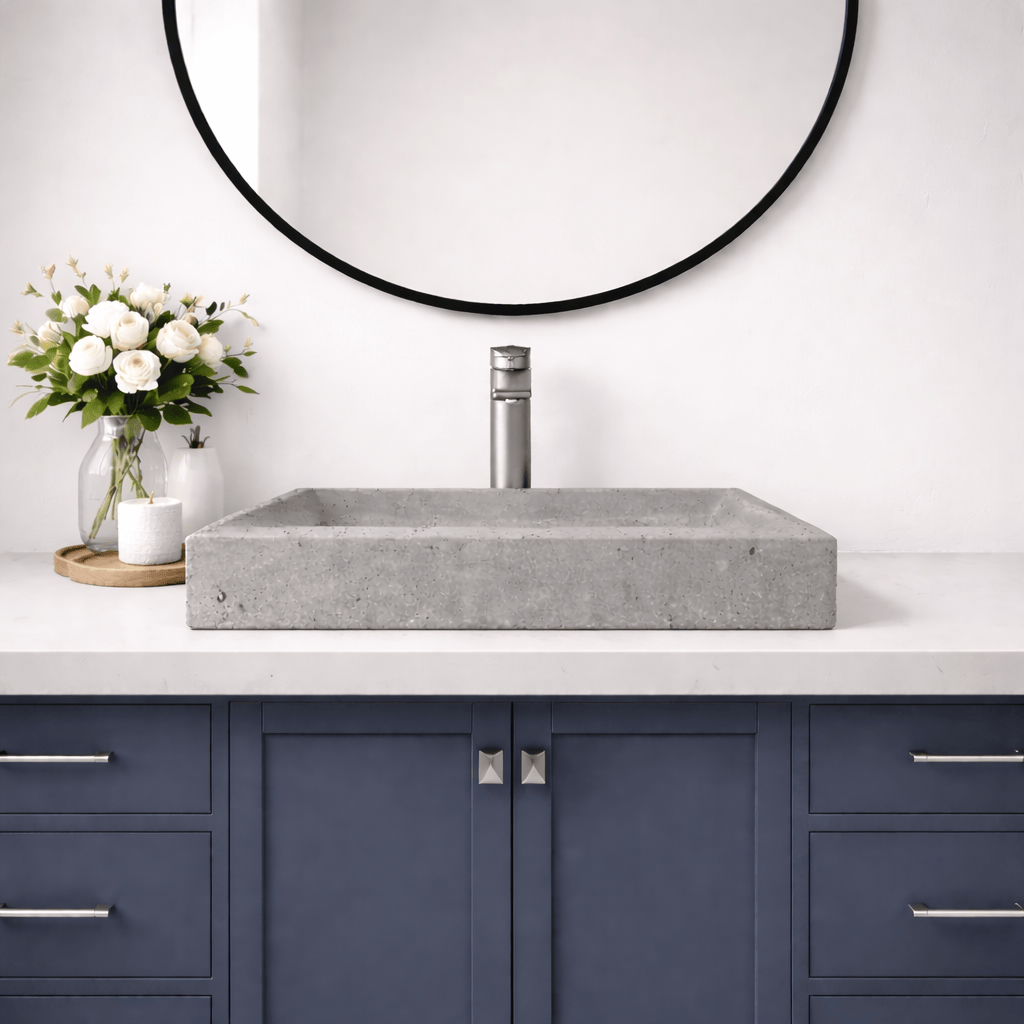 Sapa Rectangular Cast Concrete Vessel B-Grade Sink - Dark Grey