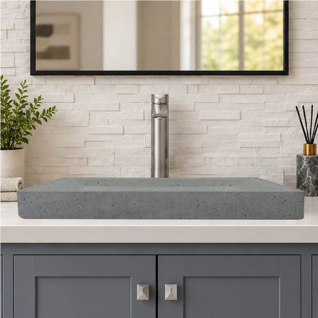 Sapa Rectangular Cast Concrete Vessel B-Grade Sink - Dark Grey