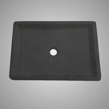 Sapa Rectangular Cast Concrete Vessel Sink - Black