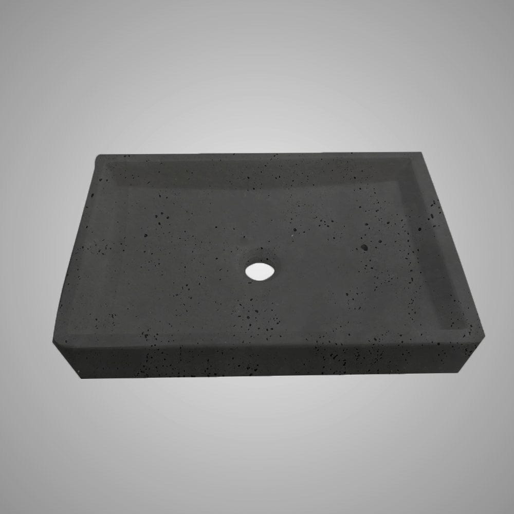 Sapa Rectangular Cast Concrete Vessel Sink - Black