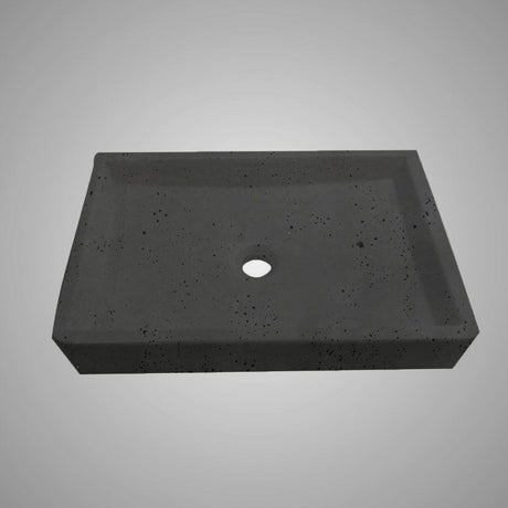 Sapa Rectangular Cast Concrete Vessel Sink - Black