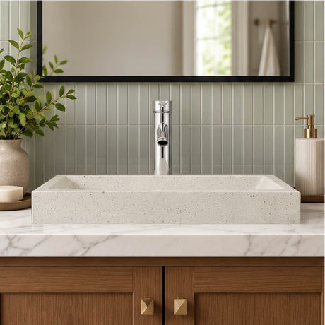 Sapa Rectangular Cast Concrete Vessel Sink - Cream