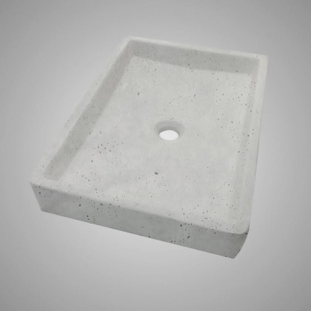 Sapa Rectangular Cast Concrete Vessel Sink - Light Grey
