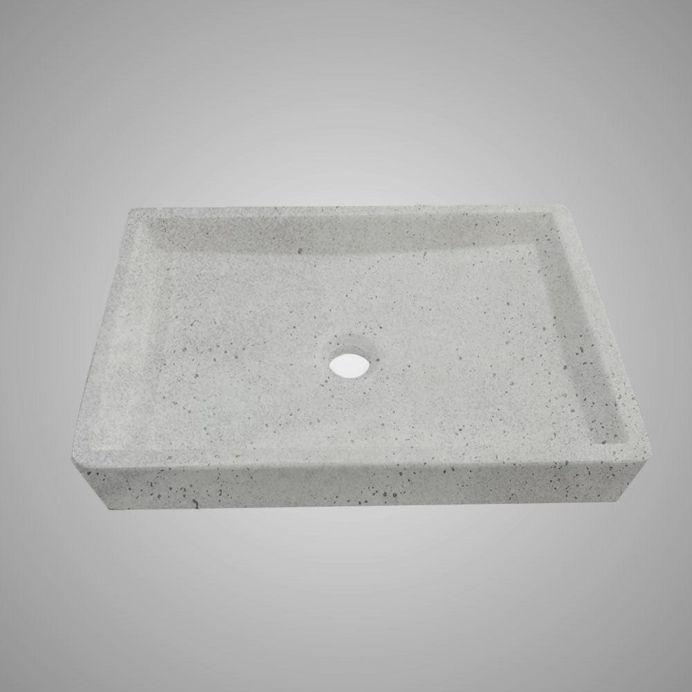 Sapa Rectangular Cast Concrete Vessel Sink - Light Grey