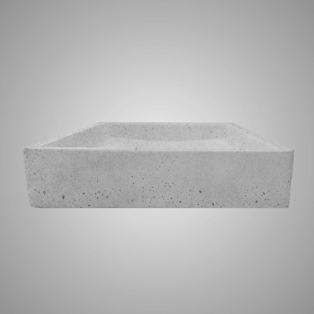 Sapa Rectangular Cast Concrete Vessel Sink - Light Grey