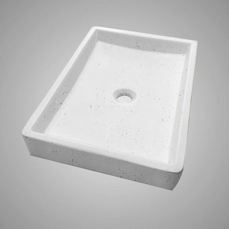 Sapa Rectangular Cast Concrete Vessel Sink - White