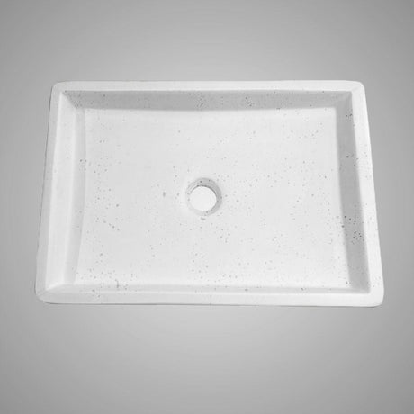 Sapa Rectangular Cast Concrete Vessel Sink - White