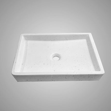 Sapa Rectangular Cast Concrete Vessel Sink - White
