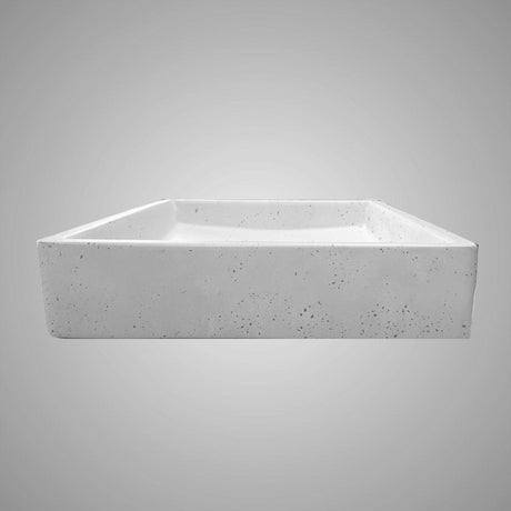 Sapa Rectangular Cast Concrete Vessel Sink - White