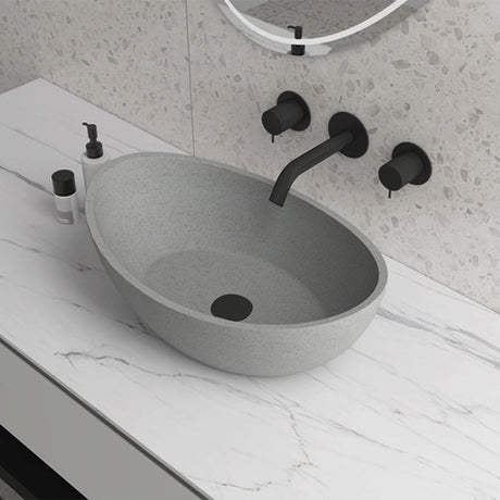 Saracen Oval Cast Concrete Vessel Sink - Grey