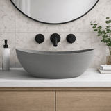 Saracen Oval Cast Concrete Vessel Sink - Grey