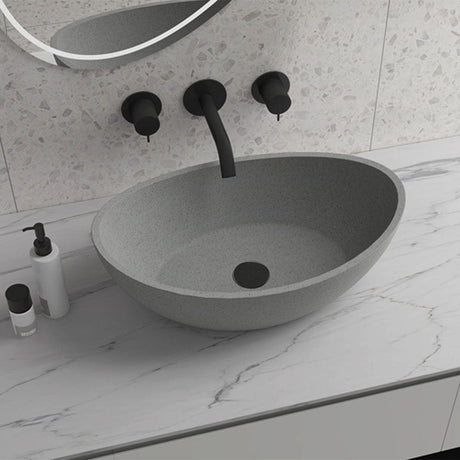 Saracen Oval Cast Concrete Vessel Sink - Grey
