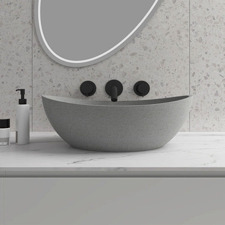 Saracen Oval Cast Concrete Vessel Sink - Grey