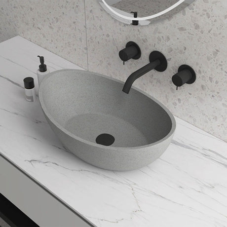 Saracen Oval Cast Concrete Vessel Sink - Grey