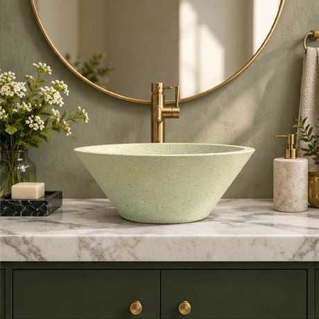 Saster Round Cast Concrete Vessel Sink - Cream