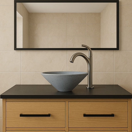 Saster Round Cast Concrete Vessel Sink - Dark Grey