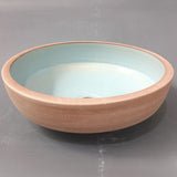 Selva Round Vessel Ceramic Concrete Sink - Aquamarine Ceramic Interior with Mocha Exterior