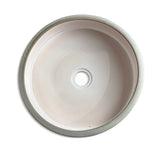 Selva Round Vessel Ceramic Concrete Sink - Smooth White Ceramic Interior with Textured Light Grey Exterior