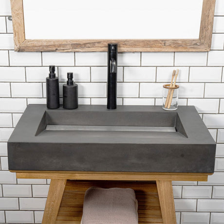Severo Cast Concrete Rectangular Vessel Sink - Dusk Grey