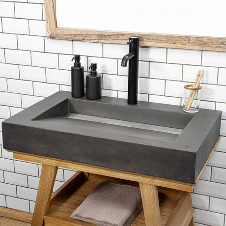 Severo Cast Concrete Rectangular Vessel Sink - Dusk Grey