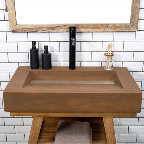 Severo Cast Concrete Rectangular Vessel Sink - Vintage Brown