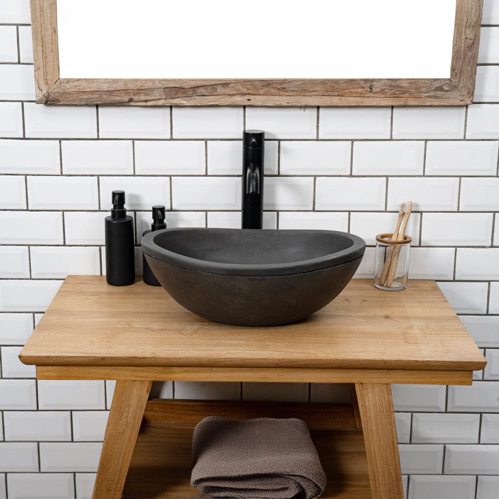 Small Danilo Cast Concrete Oval Vessel Sink - Dusk Grey