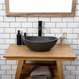 Small Danilo Cast Concrete Oval Vessel Sink - Dusk Grey