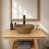 Small Danilo Cast Concrete Oval Vessel Sink - Vintage Brown