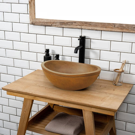 Small Danilo Cast Concrete Oval Vessel Sink - Vintage Brown