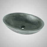Small Lisman Oval Cast Concrete Vessel Sink - Copper Green