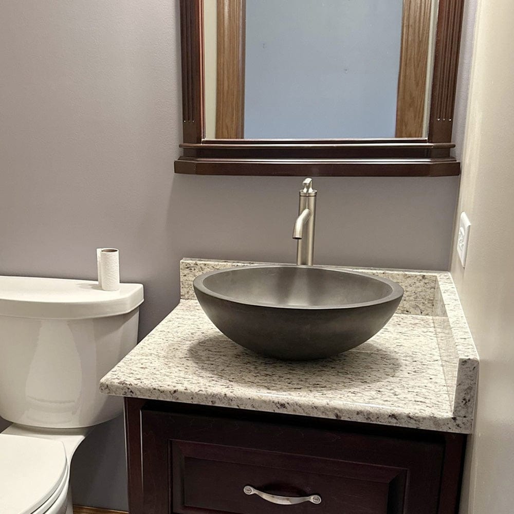 Small Lisman Oval Cast Concrete Vessel Sink - Dusk Grey