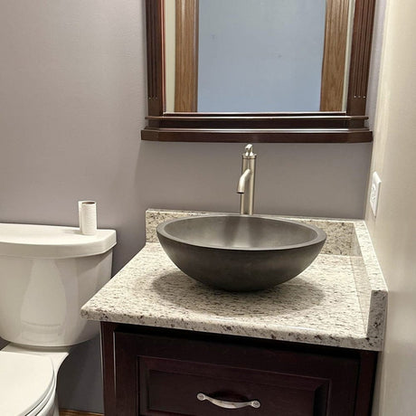 Small Lisman Oval Cast Concrete Vessel Sink - Dusk Grey