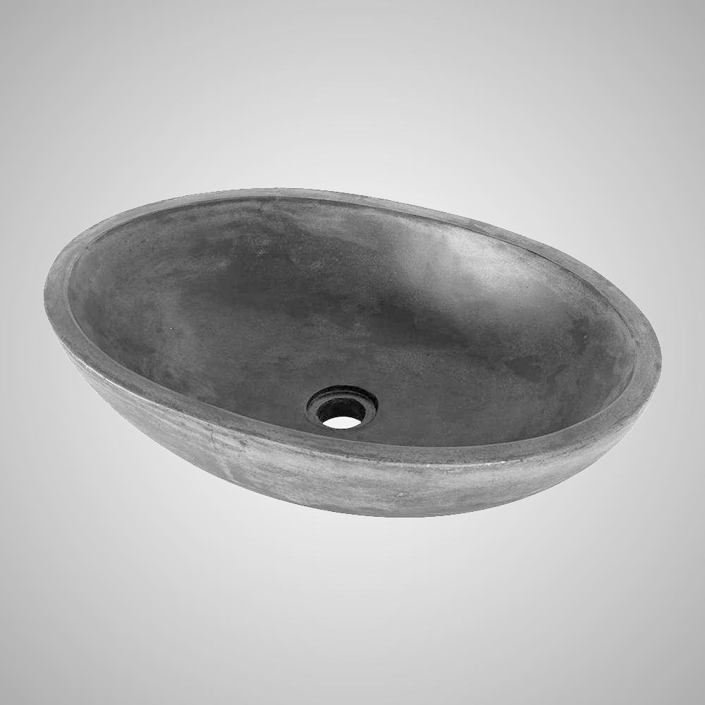 Small Lisman Oval Cast Concrete Vessel Sink - Dusk Grey