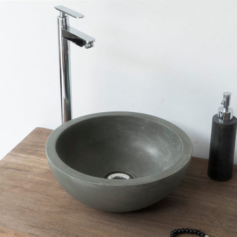 Small Sardis Round Cast Concrete Vessel Sink - Copper Green