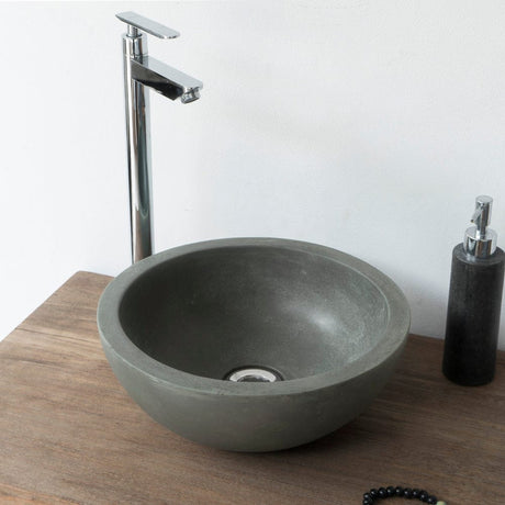 Small Sardis Round Cast Concrete Vessel Sink - Copper Green
