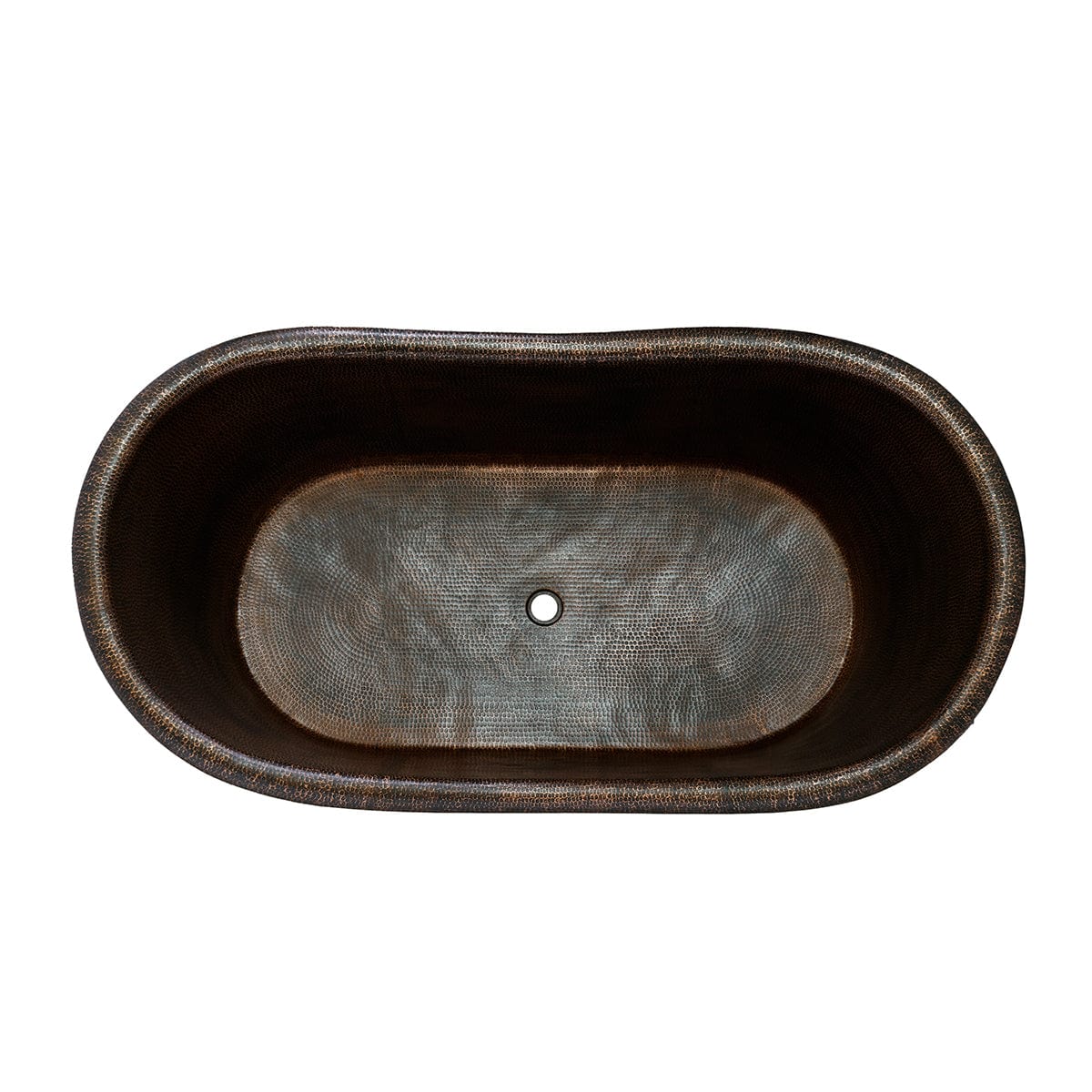 Spanton Hammered Copper Double-Slipper Roll-Top Tub with Pedestal