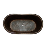 Spanton Hammered Copper Double-Slipper Roll-Top Tub with Pedestal