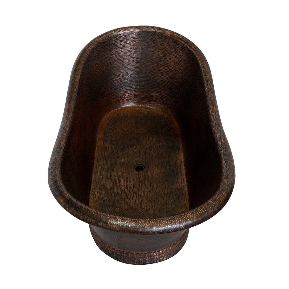 Spanton Hammered Copper Double-Slipper Roll-Top Tub with Pedestal