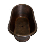 Spanton Hammered Copper Double-Slipper Roll-Top Tub with Pedestal