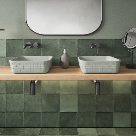 Stanson Square Cast Concrete Vessel Sink - Light Grey