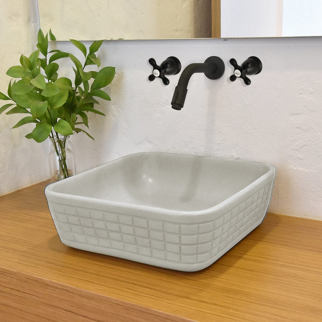Stanson Square Cast Concrete Vessel Sink - Light Grey