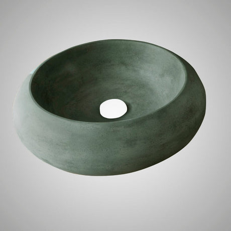 Suplee Round Cast Concrete Vessel Sink  - Copper Green